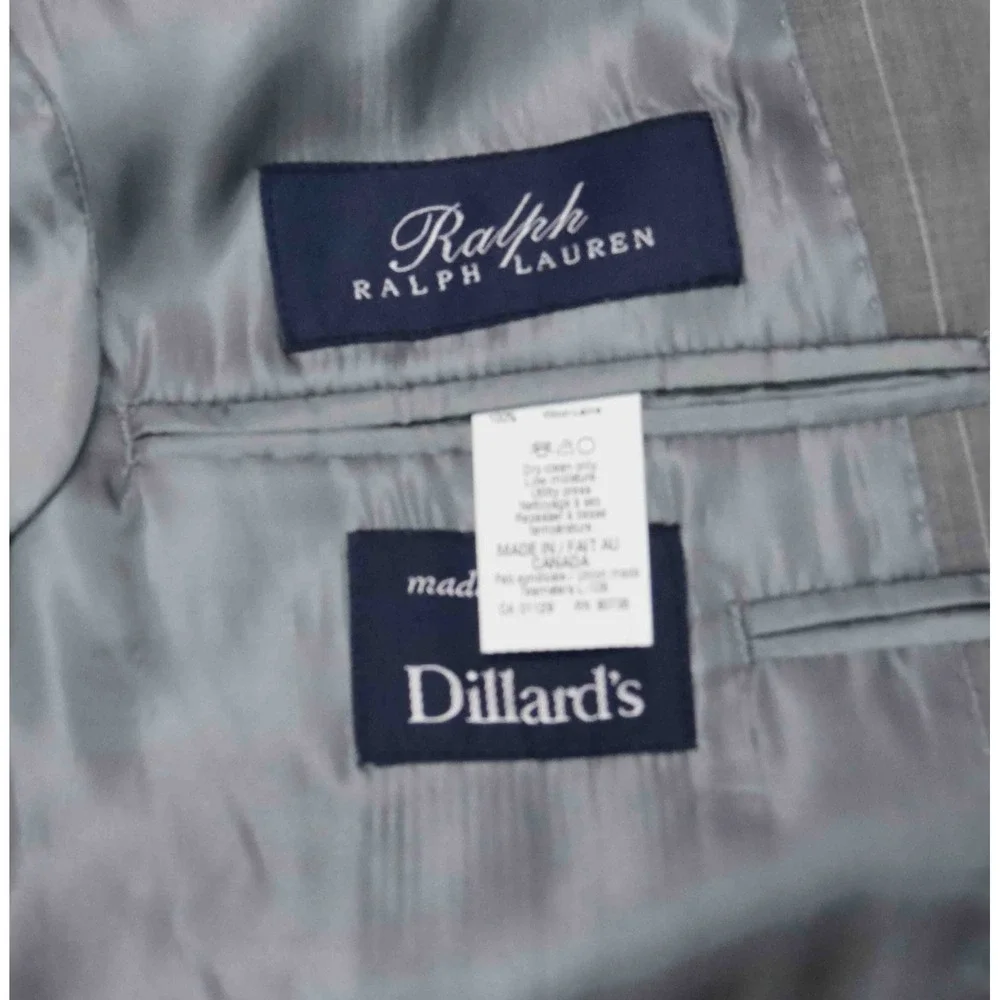 Polo Ralph Lauren Blue Label Gray Pinstripe Blazer Jacket Mens Size 42L